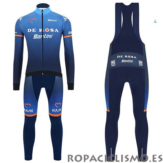 2019 Maillot Casteli De Rosa Tirantes Mangas Largas Azul